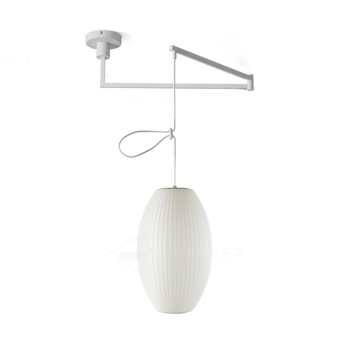 Nelson Swing Arm Pendant Lamp Model D Dia 11″ x H 15.8″ / Dia 28cm x H 40cm / White 1001 Pendant light
