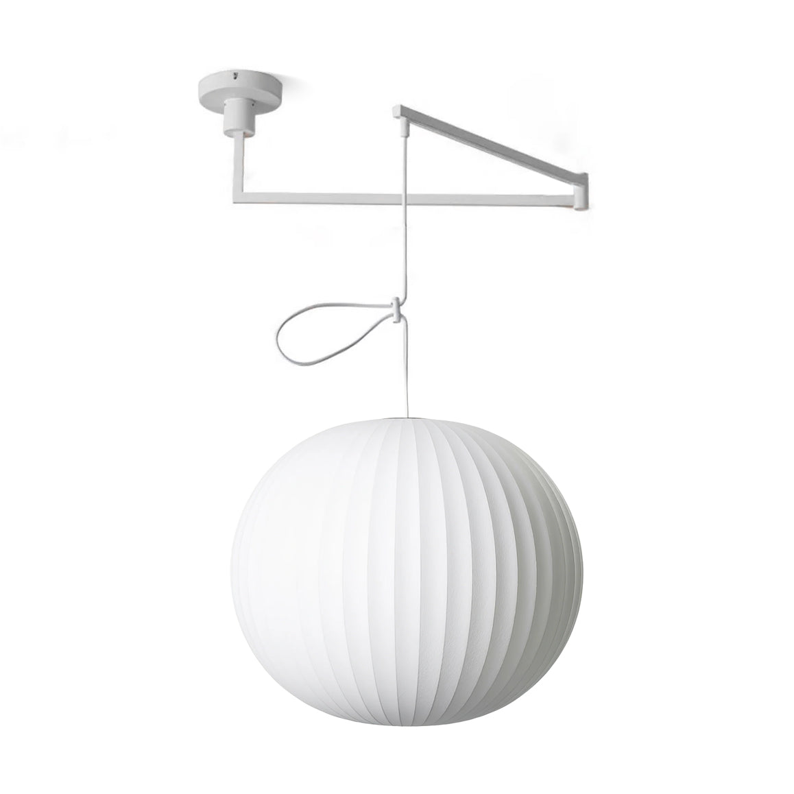 Nelson Swing Arm Pendant Lamp Model E Dia 15.8″ x H 14.2″ / Dia 40cm x H 36cm / White 1001 Pendant light