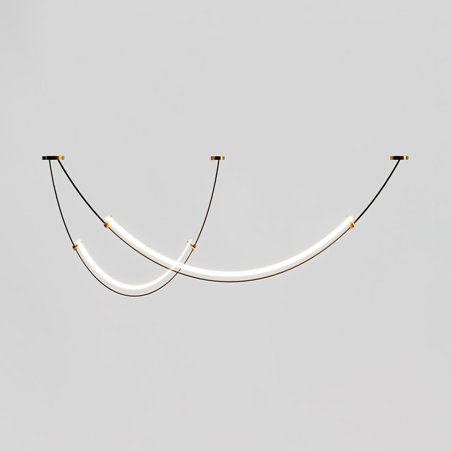 Neon Pendant Lamp Dia 39.4″ + Dia 23.6″ x H 18.9″ / Dia 100cm + Dia 60cm x H 48cm / Black & Gold & White / Warm Light