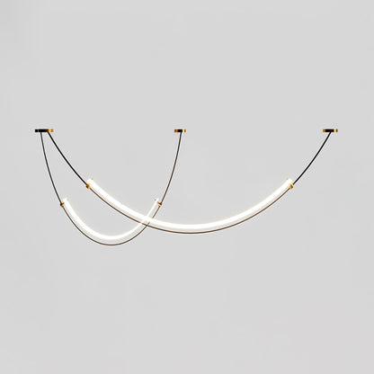 Neon Pendant Lamp Dia 39.4″ + Dia 23.6″ x H 18.9″ / Dia 100cm + Dia 60cm x H 48cm / Black & Gold & White / Warm Light
