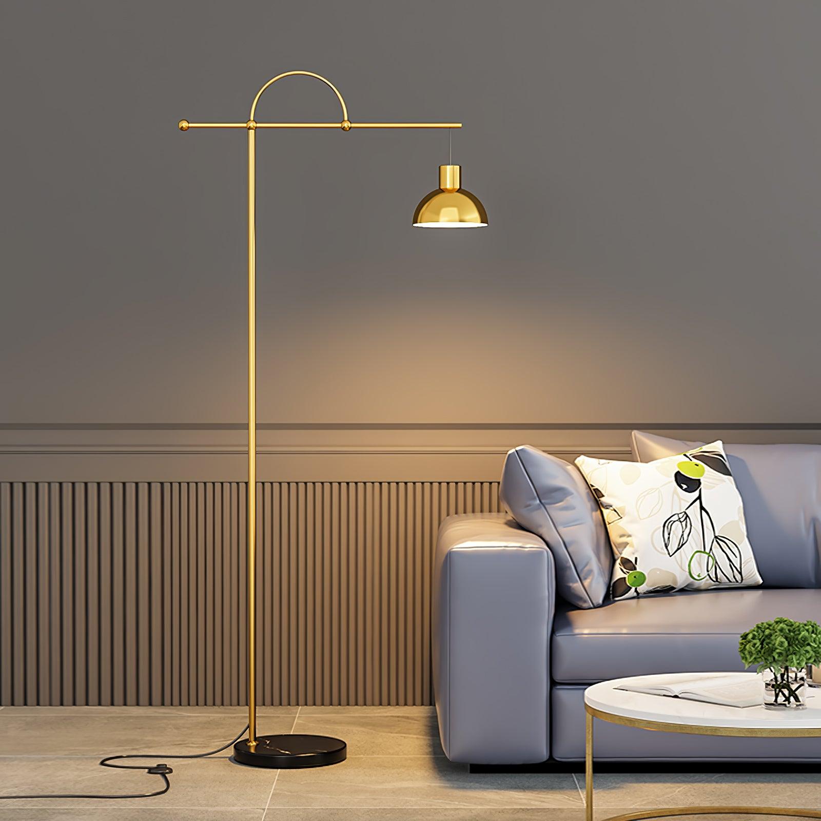 Nidal Floor Lamp W 47.2″ x H 66.9″ / W 82cm x H 180cm / Gold / US Plug Floor lamp