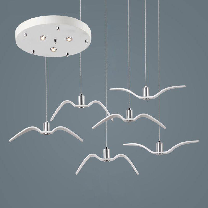 Seagull Resin Pendant Light Resin White 6heads 60cm / Warm Light Pendant light