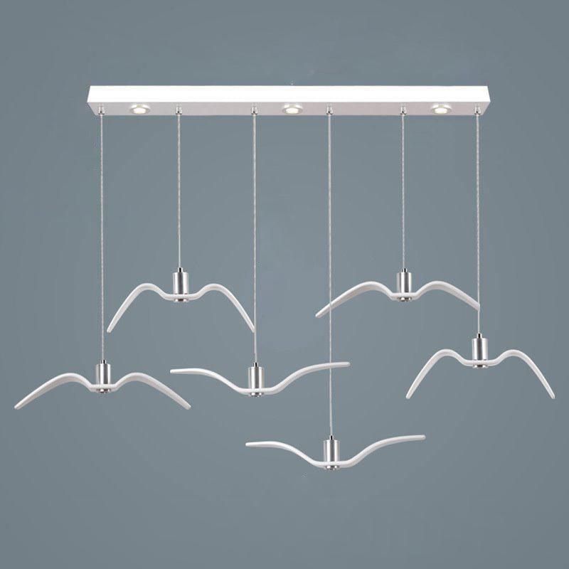 Aviara LED Pendant Light Resin White Long canopy 6heads 80cm / Warm Light 1001 Pendant light