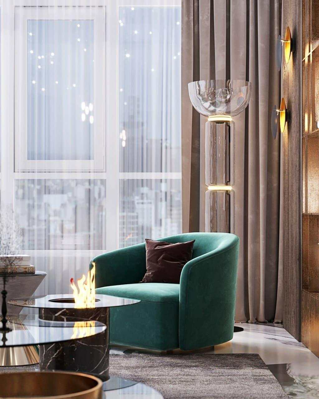 Bamboo Glass Floor Lamp Floor lamp