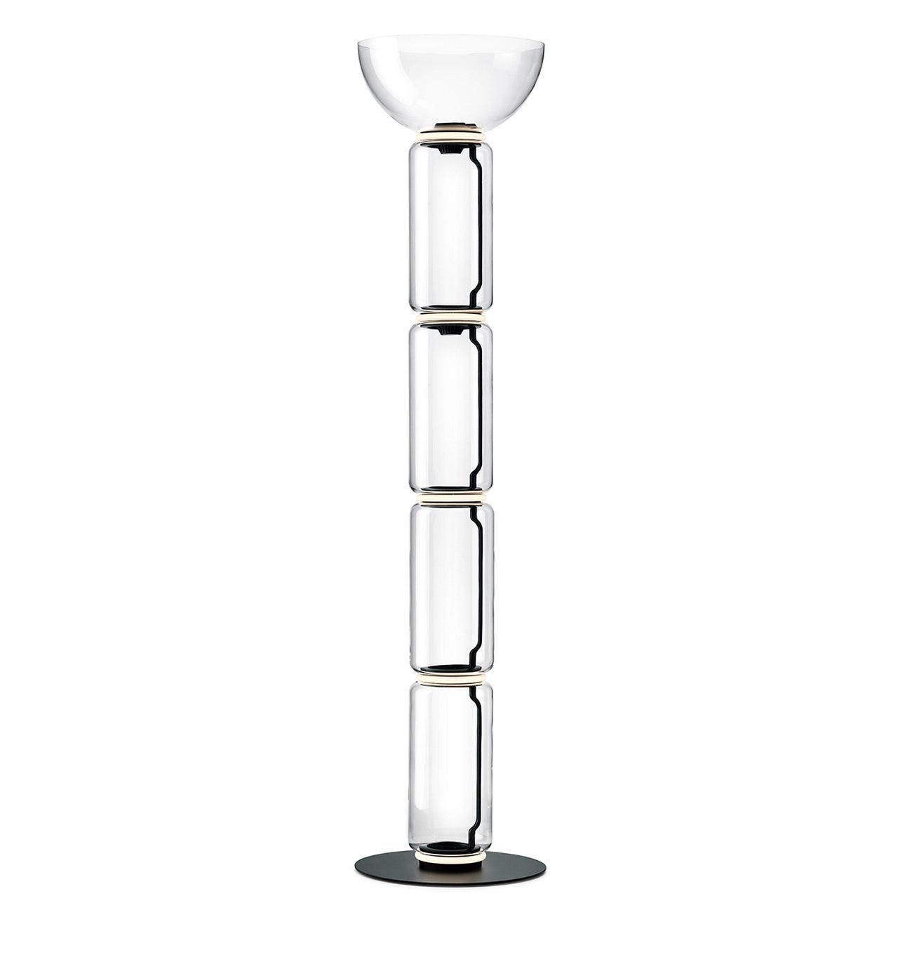 Bamboo Glass Floor Lamp ? 15.7″ x H 60.2″ / Dia 40cm x H 153cm / Clear + Black / US Plug Floor lamp