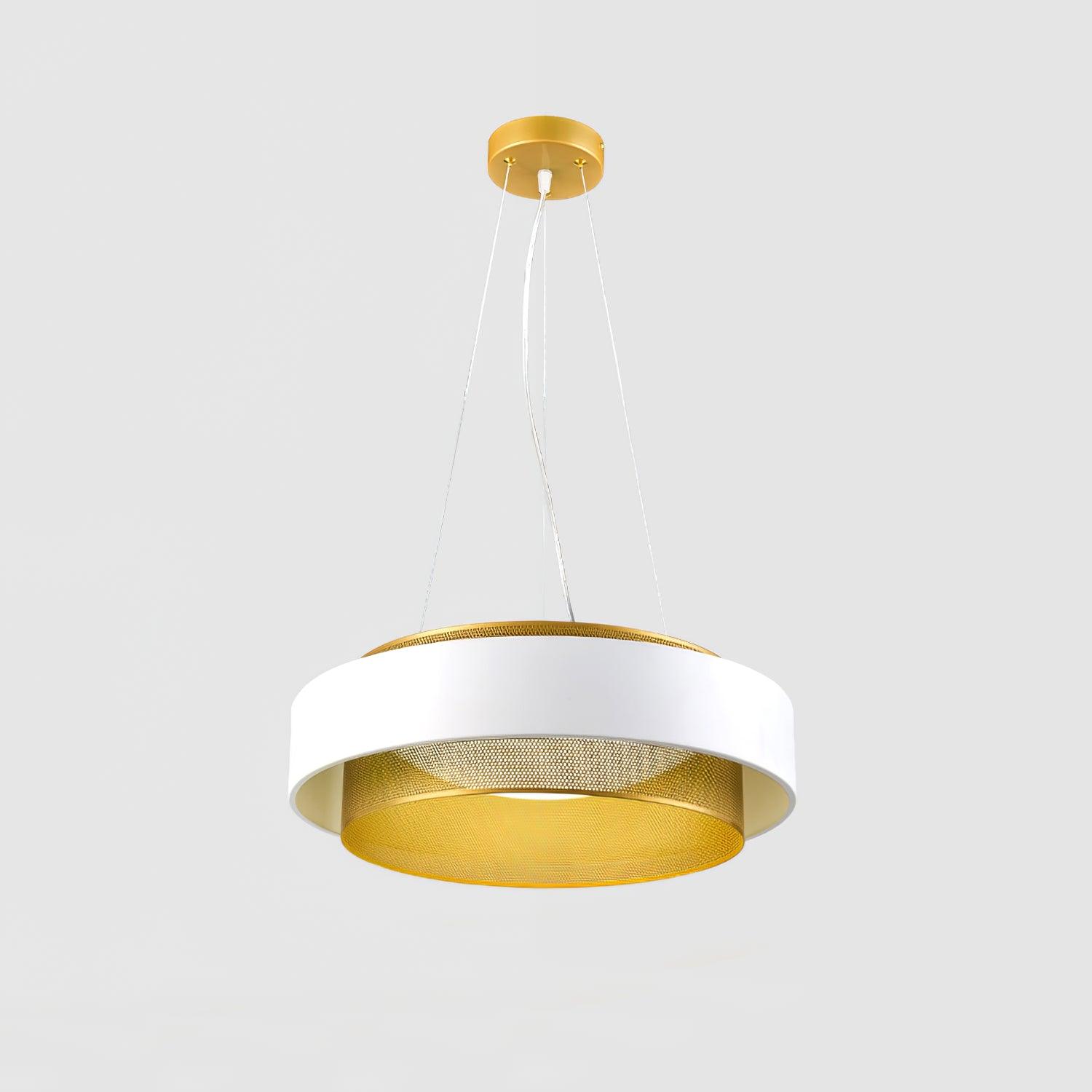 Nolan Pendant Light Dia 15″ x H 5.9″ / Dia 38cm x H 15cm / Gold + White / Warm light Pendant light
