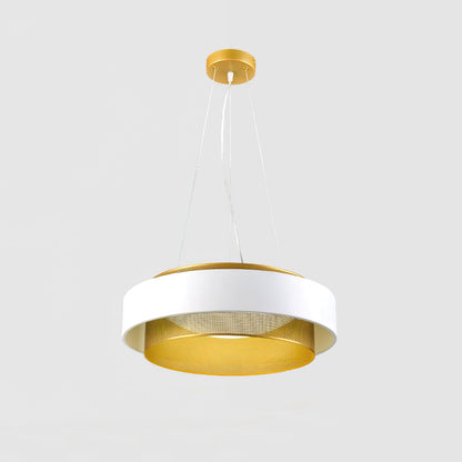 Nolan Pendant Light Dia 15″ x H 5.9″ / Dia 38cm x H 15cm / Gold + White / Warm light Pendant light
