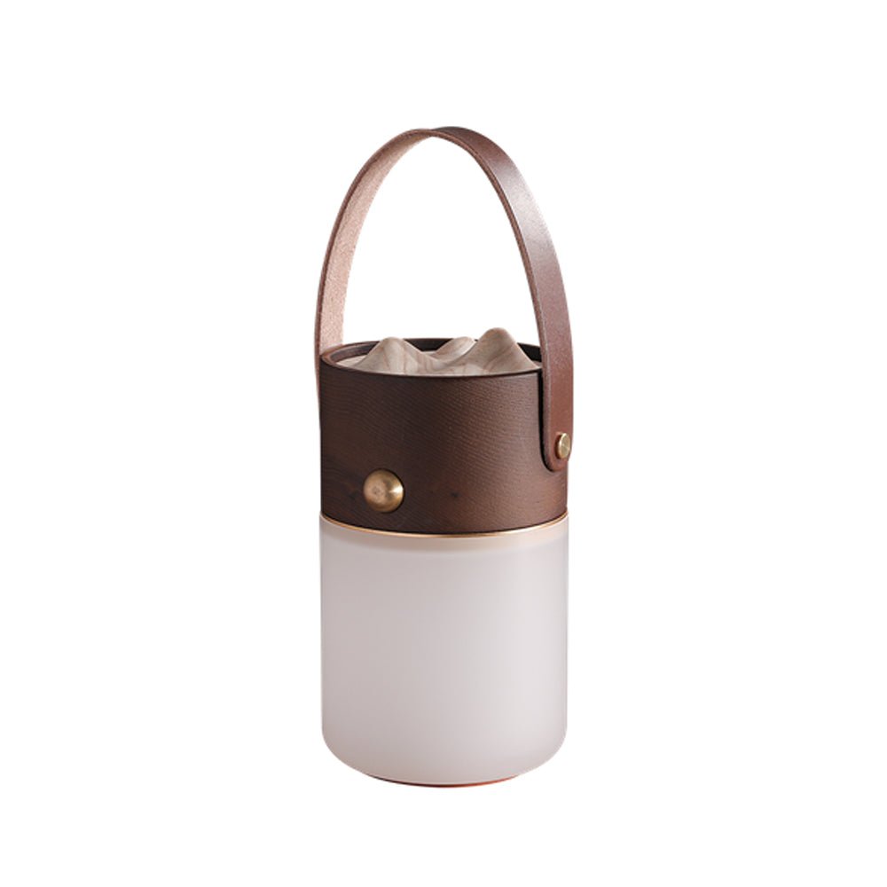 Nomad Lantern Table Lamp With hand strap Dia 3.9″ x H 6.3″ / Walnut Color Table lamp