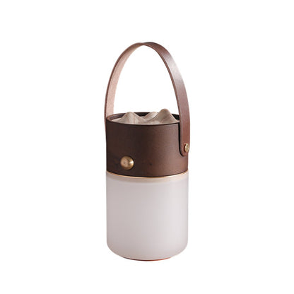 Nomad Lantern Table Lamp With hand strap Dia 3.9″ x H 6.3″ / Walnut Color Table lamp