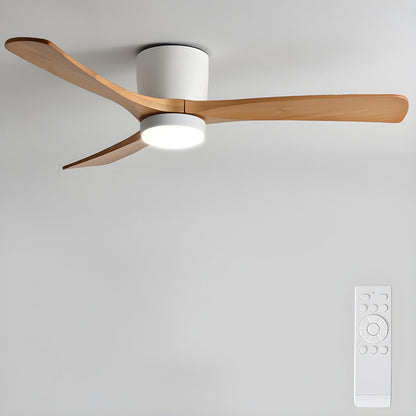 Nordic Wooden 42’’/48’’ Ceiling Fan Light Dia 42″ x H 11″ / White & Nature Wood / Three-Color Changing Light Ceiling fan