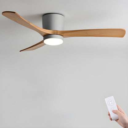Nordic Wooden 42’’/48’’/52’’ Ceiling Fan Light ? 36″ x H 11″ / Grey & Nature Wood / Three-Color Changing Light 1001