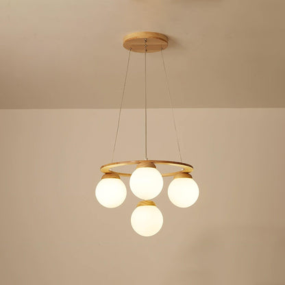 Nuura Miira Wood Chandelier 4 heads ? 19.6″ x H 59″/ Dia 50cm x H 150cm / Wood & White Chandelier