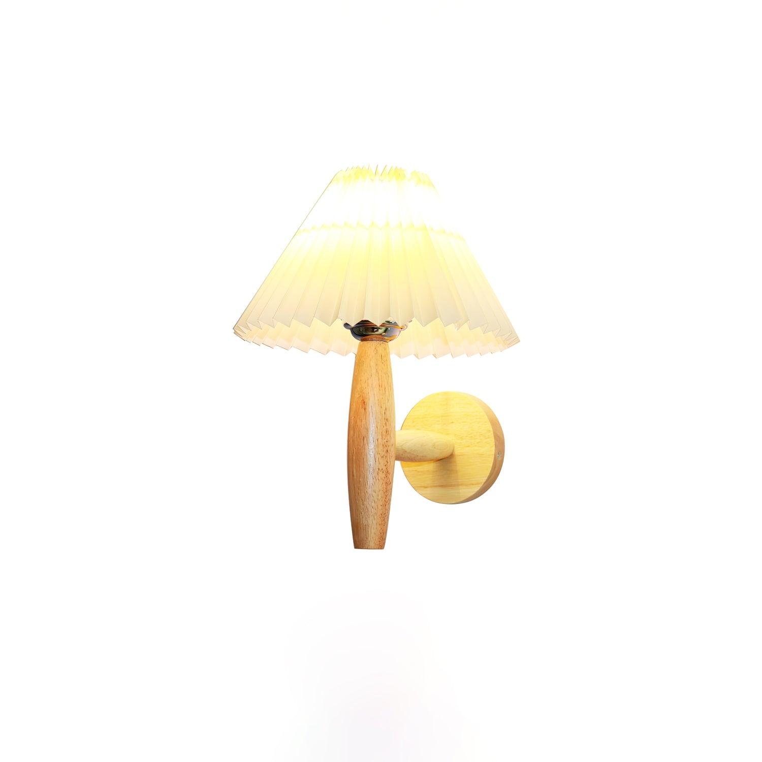 Oak Pleated Wall Light Dia 9.1″ x H 12.2″ / Dia 23cm x H 31cm / Natural oak & White Wall lamp