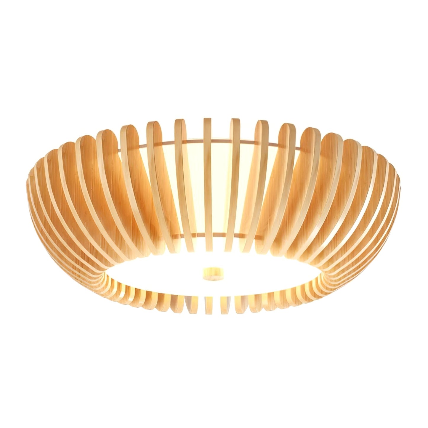 Oakflare Ceiling Lamp Model B ? 16.5″ x H 5.9″ (Integrated LED) Warm Light / Wood color & White