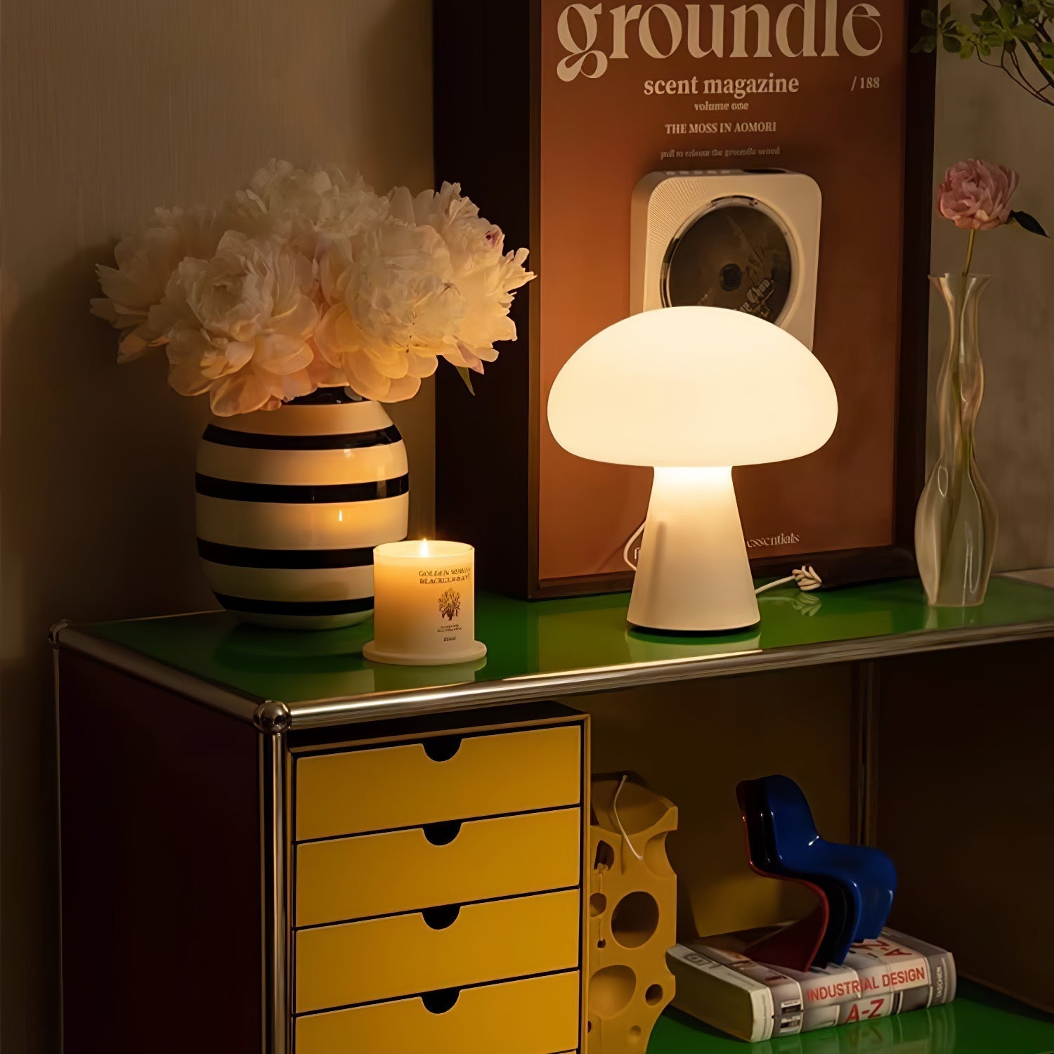Obello Portable Built-in Battery Table Lamp ? 8.7″ x H 9.4″ / Dia 22cm x H 24cm / White / Three-Color Changing Light