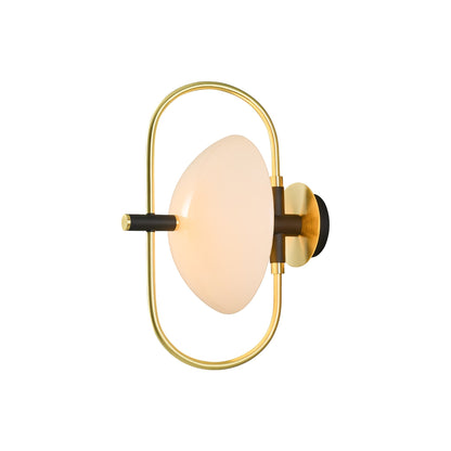 Odeon Wall Lamp Dia 11″ x H 15.7″ / Dia 28cm x H 40cm / Gold & White glass Wall lamp
