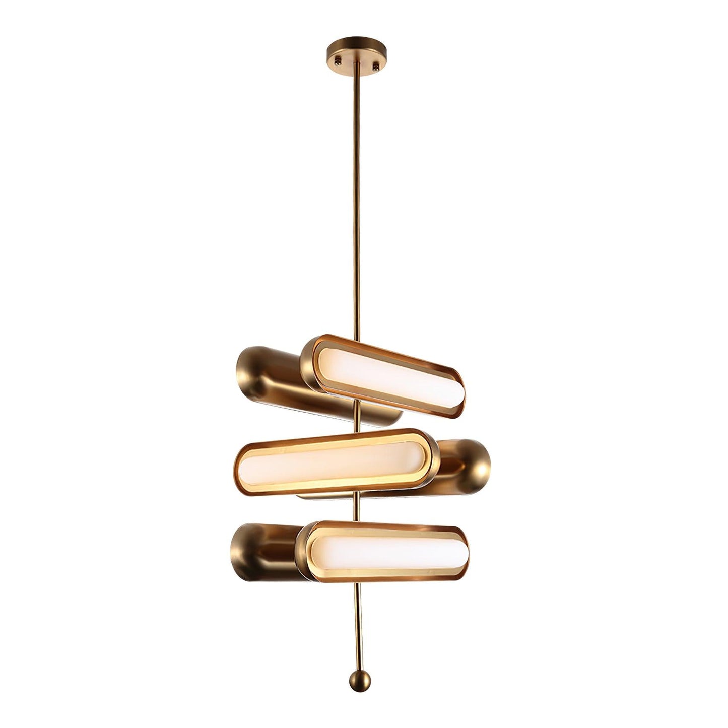 Capsule Chandelier ? 17.7″ x H 23.6″ / Dia 45cm x H 60cm / Gold & Frosted White / Warm White Chandelier