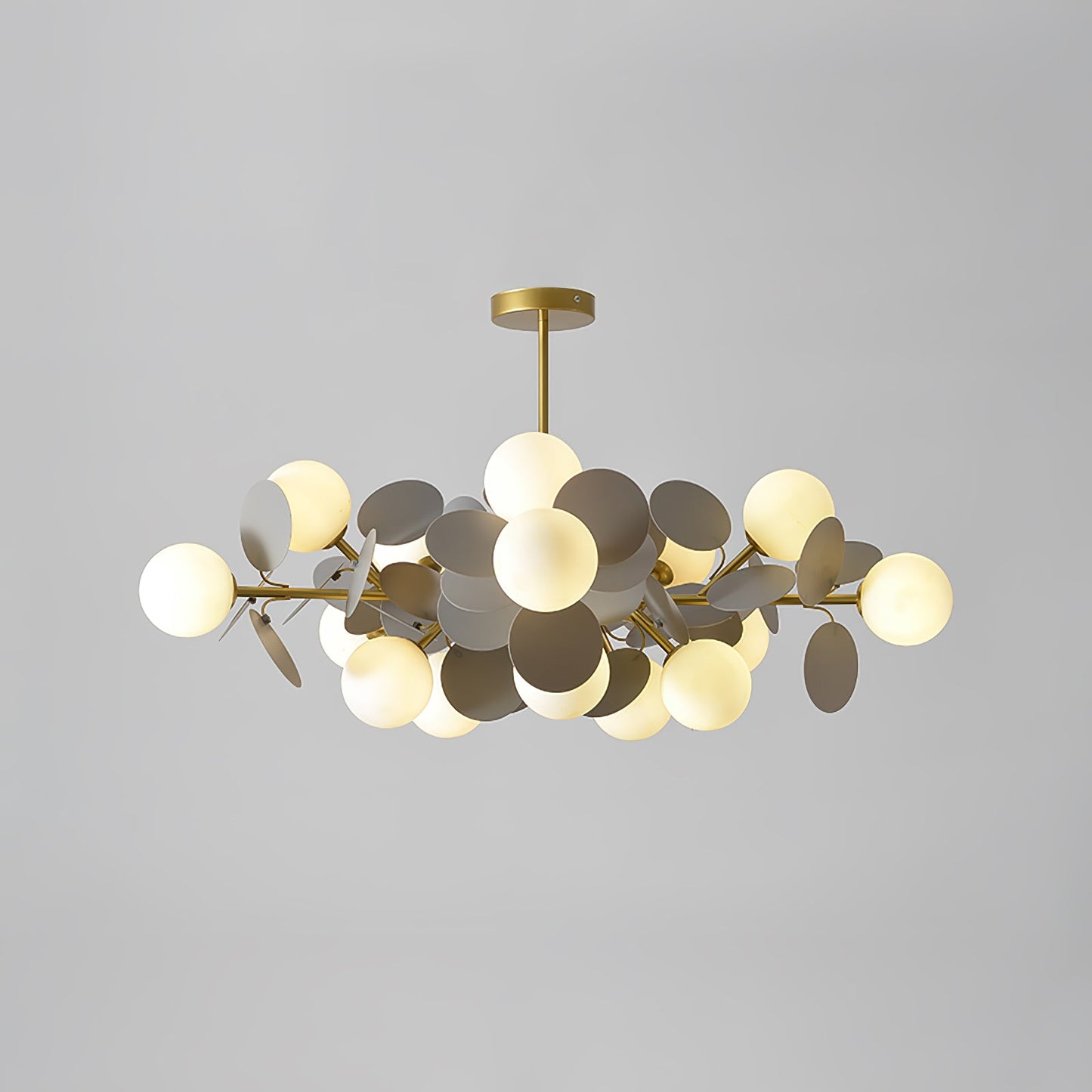 Off White Tree Chandelier 15 heads Dia 35.4″ x H 11.8″ / Dia 90cm x H 30cm / Gold & Grey Chandelier