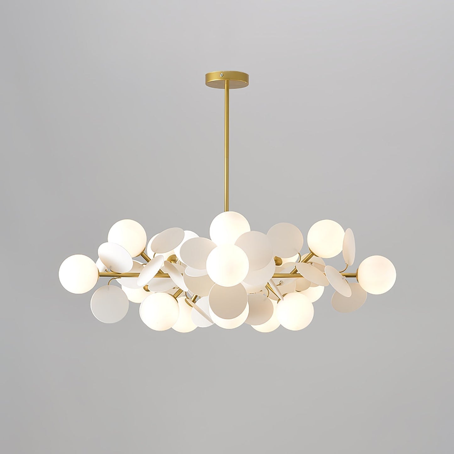 Off White Tree Chandelier 15 heads Dia 35.4″ x H 11.8″ / Dia 90cm x H 30cm / Gold & White Chandelier