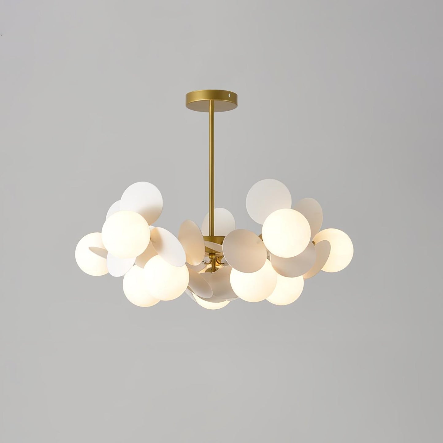 Off White Tree Chandelier 10 heads Dia 26.4″ x H 10.4″ / Dia 67cm x H 26.5cm / Gold & White Chandelier