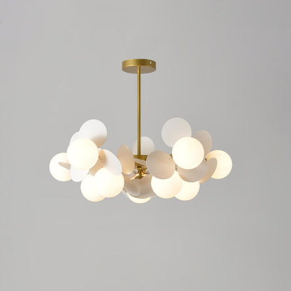 Off White Tree Chandelier 10 heads Dia 26.4″ x H 10.4″ / Dia 67cm x H 26.5cm / Gold & White Chandelier