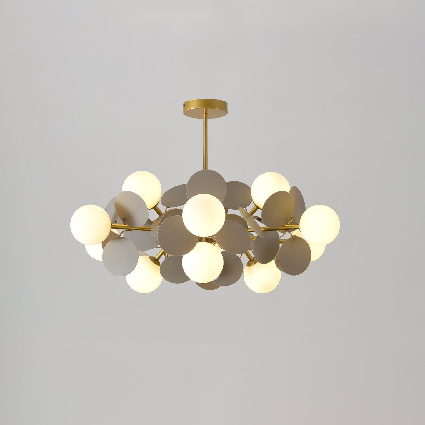 Off White Tree Chandelier 12 heads Dia 29.5″ x H 11.8″ / Dia 75cm x H 30cm / Gold & Grey Chandelier
