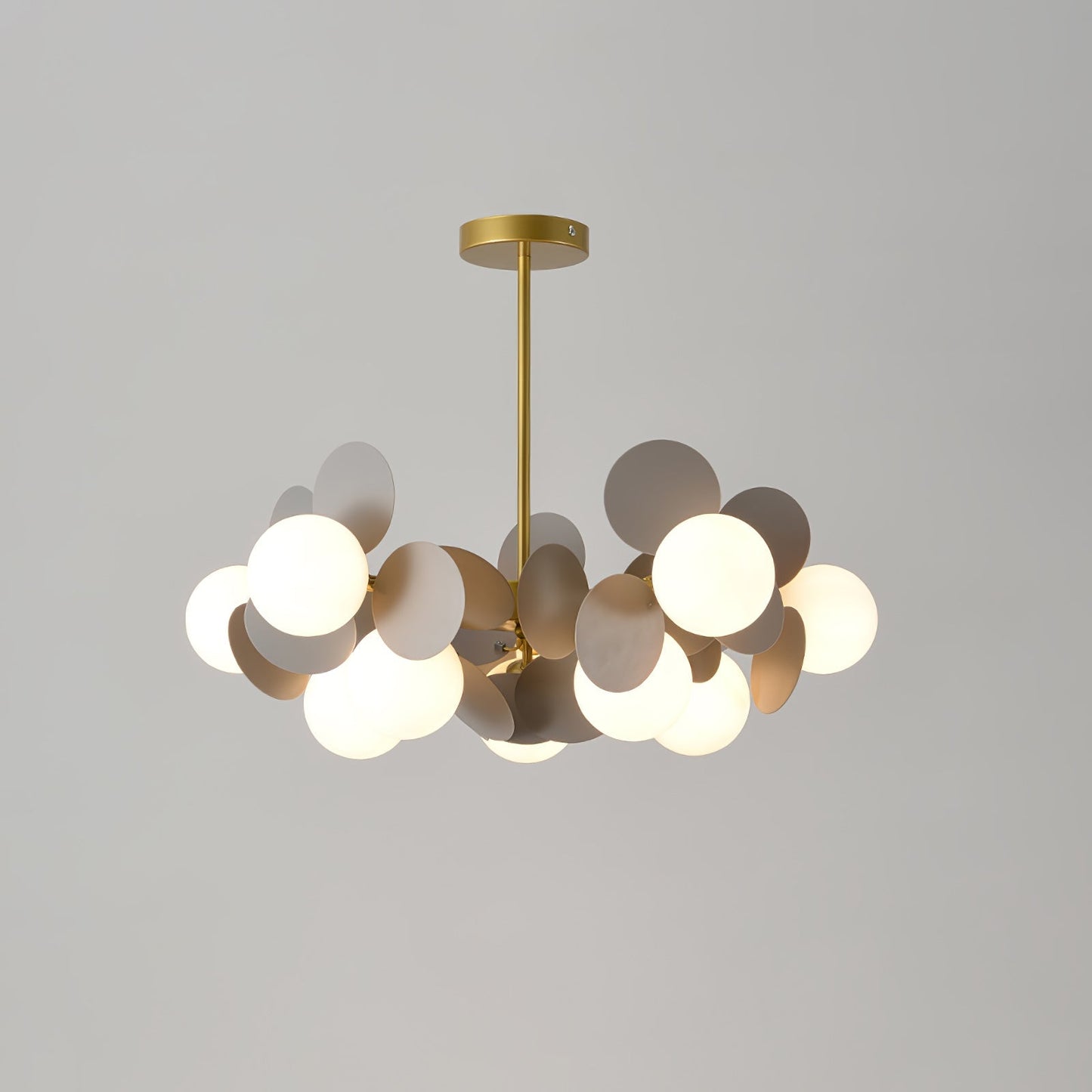 Off White Tree Chandelier 10 heads Dia 26.4″ x H 10.4″ / Dia 67cm x H 26.5cm / Gold & Grey Chandelier