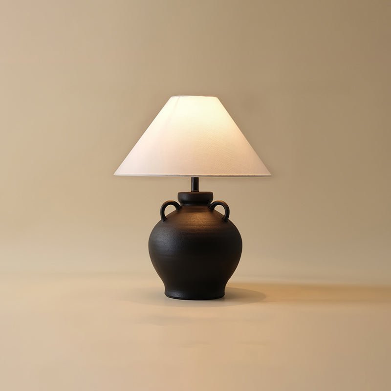 Wine Pot Table Lamp Dia 15.7″ x H 19.7″ / Dia 40cm x H 50cm / Black ceramic & White / US Plug Table lamp