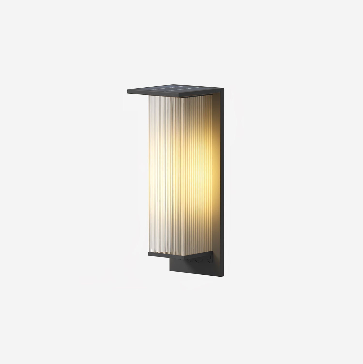 Oleron Box Outdoor Solar Wall Lamp L 7.7″ x W 7.1″ x H 20.1″ / L 19.5cm x W 18cm x H 51cm / Black / Warm Light Outdoor