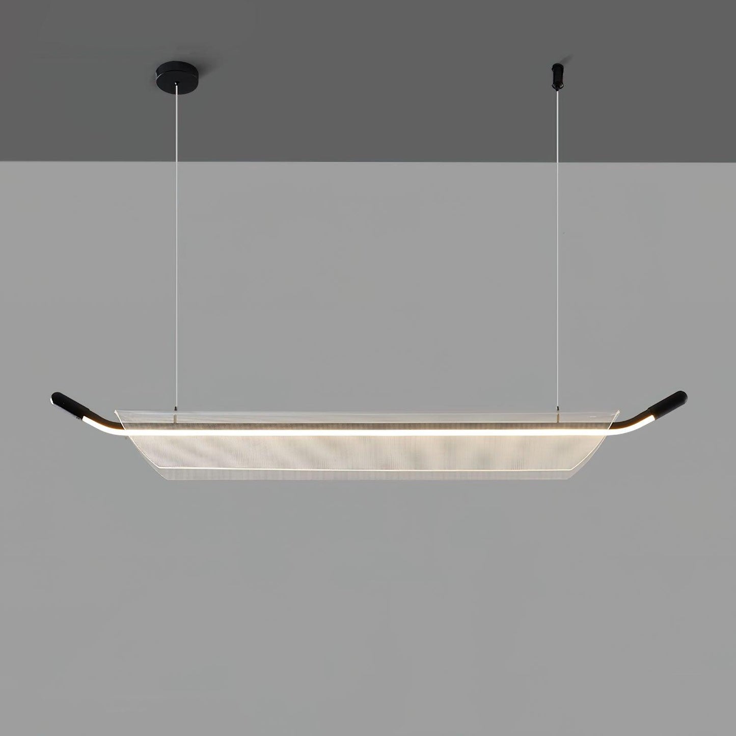 One Word Acrylic Pendant Light L 47.2’’ x W 3.9’’ x H 5’’ / L 120cm x W 10cm x H 13cm / Black / Warm light Pendant light