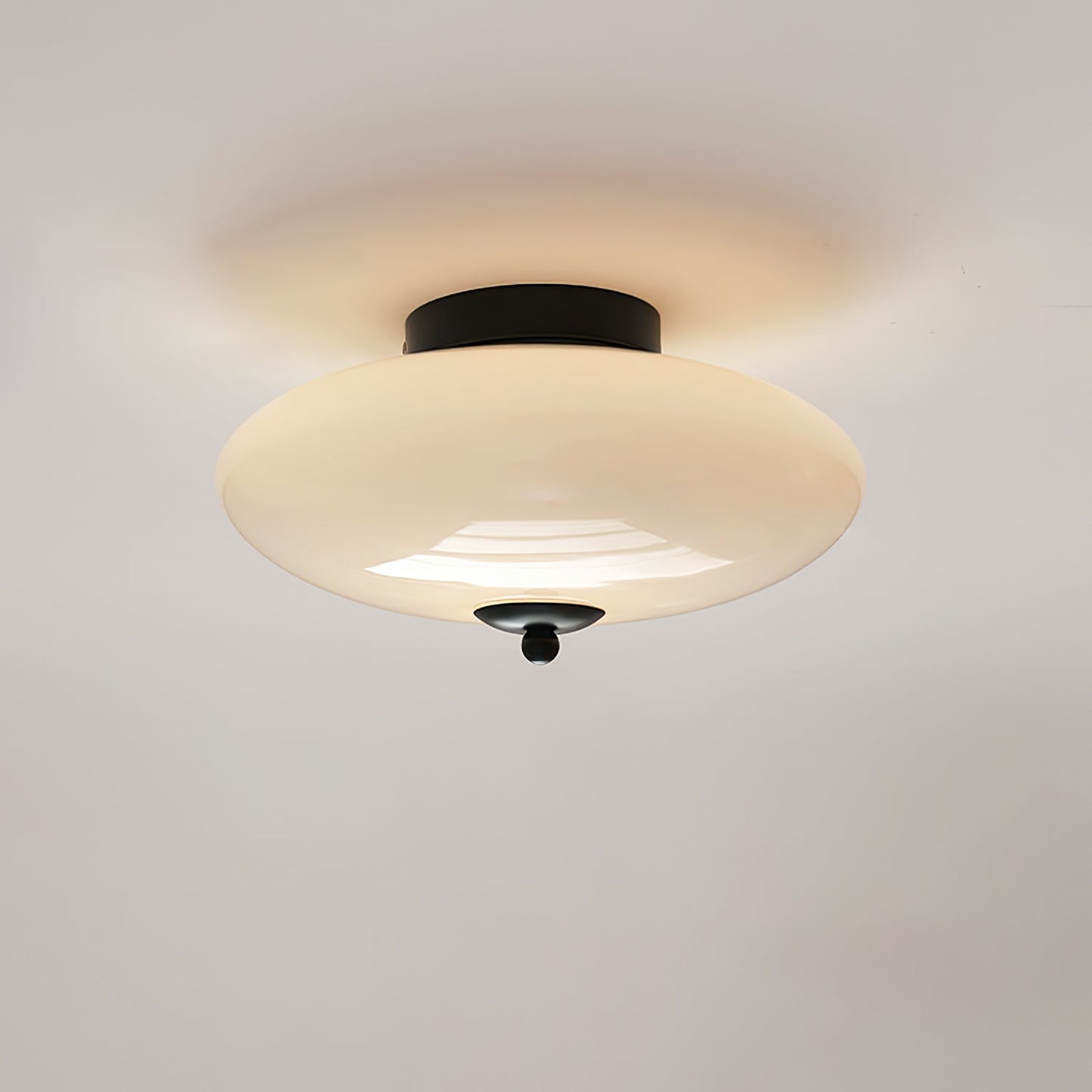 Opal Ceiling Lamp ? 11.8″ x H 6.3″ / Dia 30cm x H 16cm / Black / Three-Color Changing Light Ceiling lamp