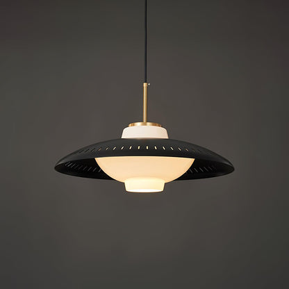 Opal Shade Pendant Lamp Dia 17.7″ x H 8.8″/ Dia 45cm x H 22.5cm / Black Pendant light