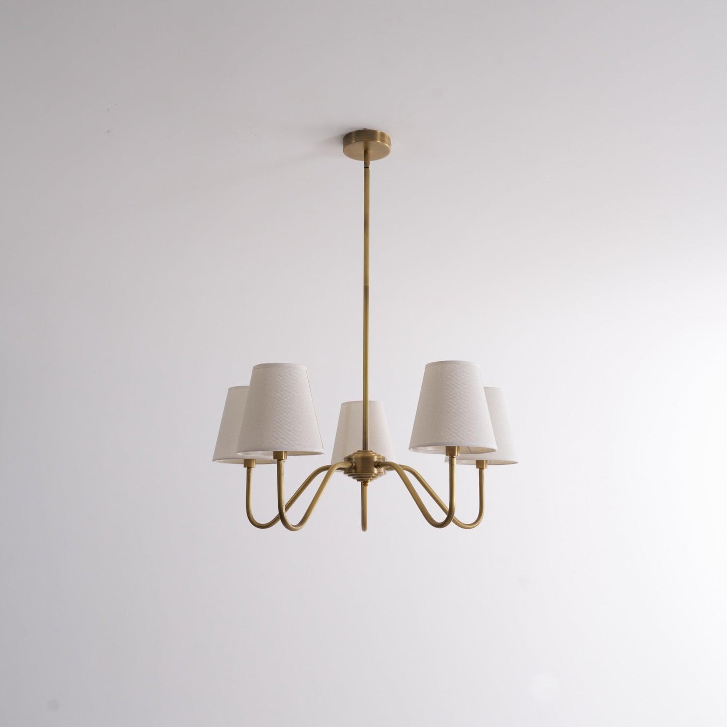 Brass Fabric Shade Adjustable Chandelier