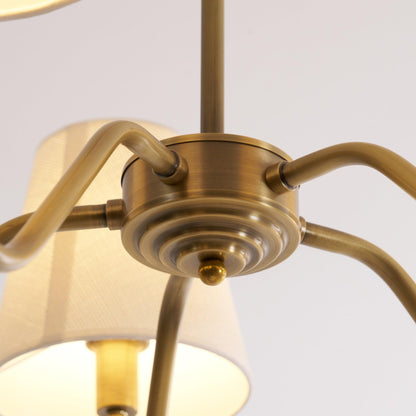 Brass Fabric Shade Adjustable Chandelier