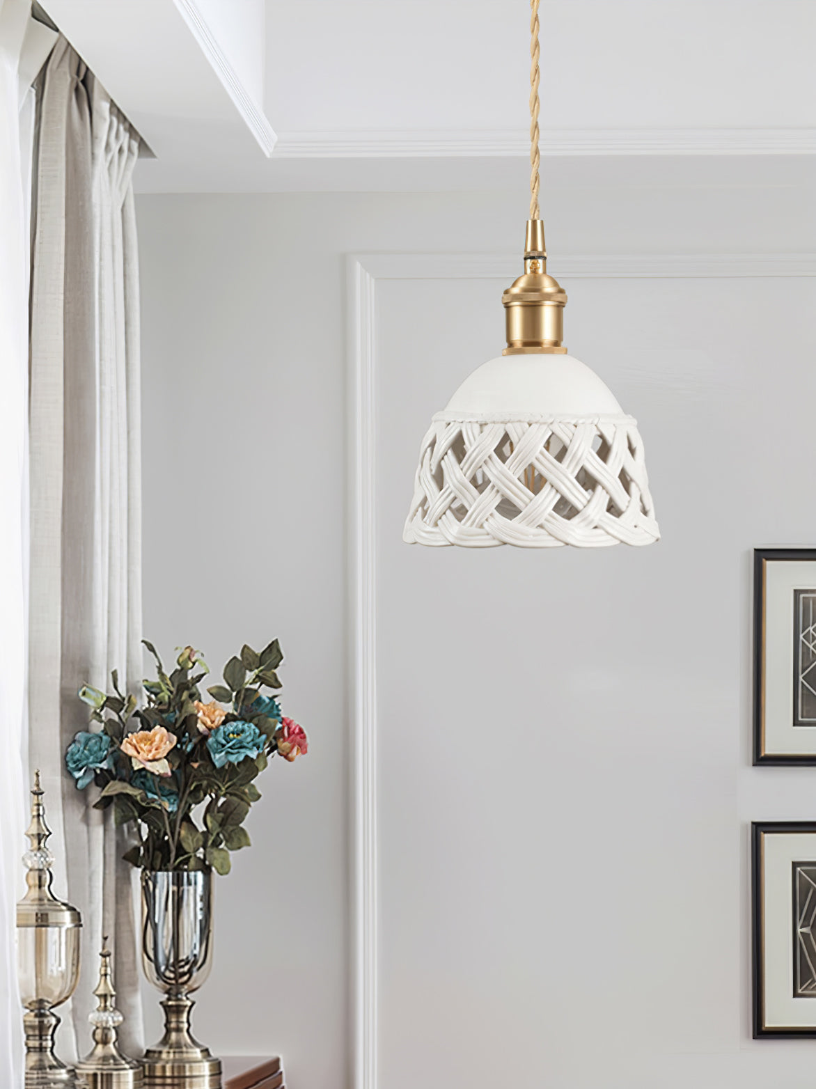 Openwork Ceramic Swag Light Pendant light