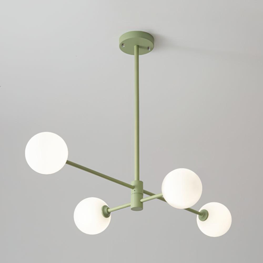 Orbi Green Chandelier 4 Heads L 26″ x H 7.9″ / L 66cm x H 20cm / Green & White Chandelier
