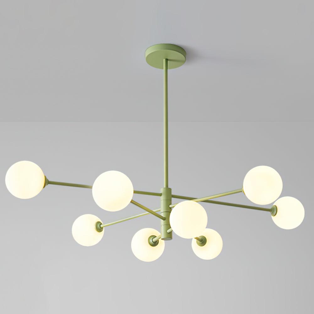 Orbi Green Chandelier 8 Heads L 43.3″ x H 7.9″ / L 110cm x H 20cm / Green & White Chandelier