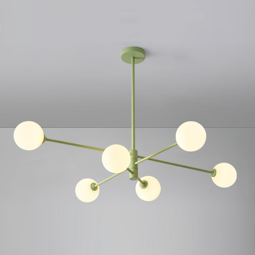 Orbi Green Chandelier 6 HeadsL 43.3″ x H 7.9″ / L 110cm x H 20cm / Green & White Chandelier