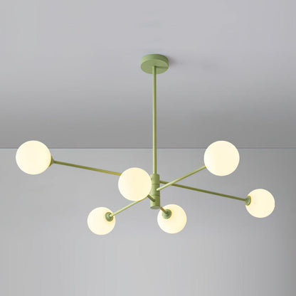 Orbi Green Chandelier 6 HeadsL 43.3″ x H 7.9″ / L 110cm x H 20cm / Green & White Chandelier
