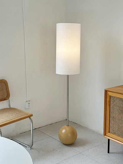 Orbis Wooden Sphere Floor Lamp Dia 11″ x H 60.2″ / Dia 28cm x H 153cm / Nature Wood & White / US Plug Floor lamp