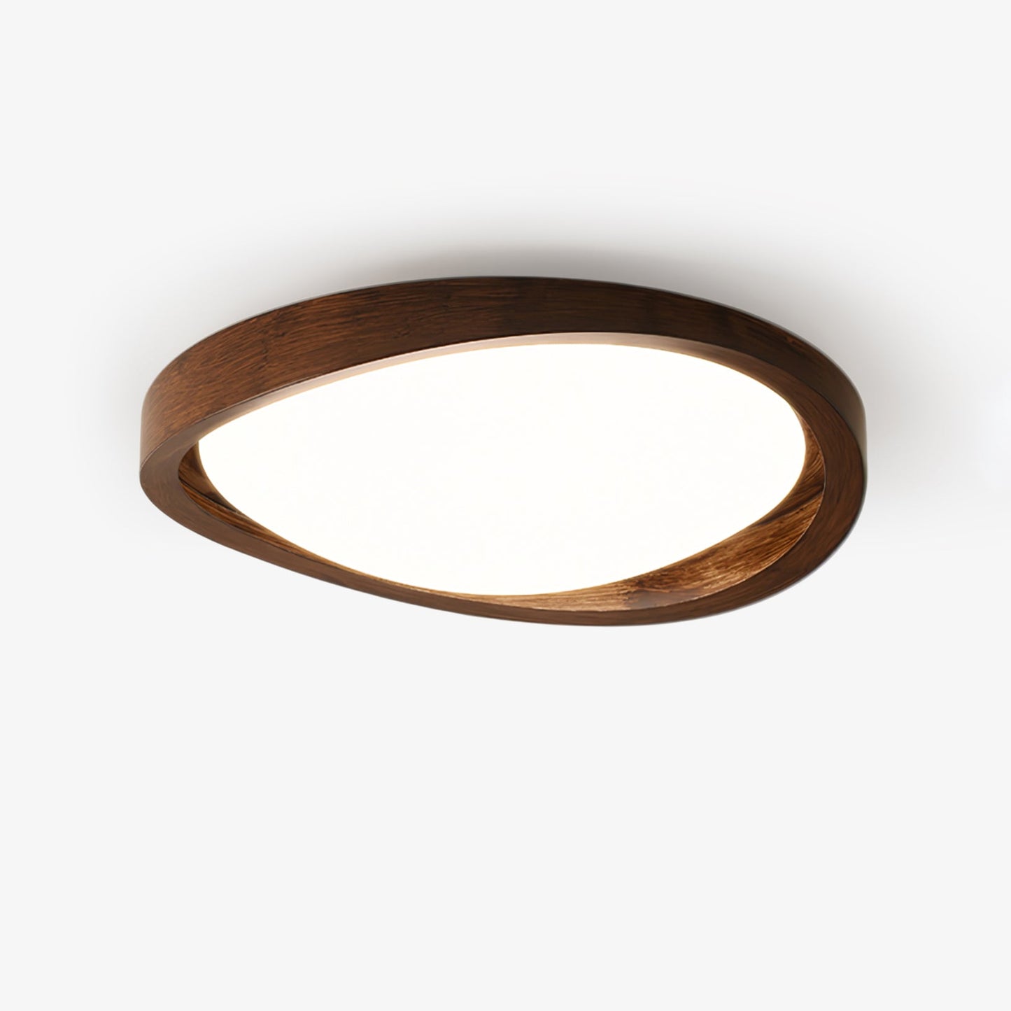 Walnut Curved Edge Ceiling Light ? 17.7″ x H 2.8″ / Walnut Color Grain & White / Warm Light