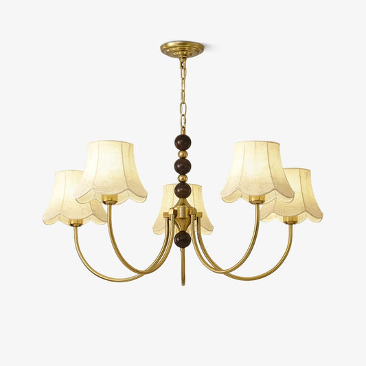 Orchid Fabric Chandelier 5 Heads ? 25.6″ x H 17.7″ / Dia 65cm x H 45cm / Gold & White Chandelier