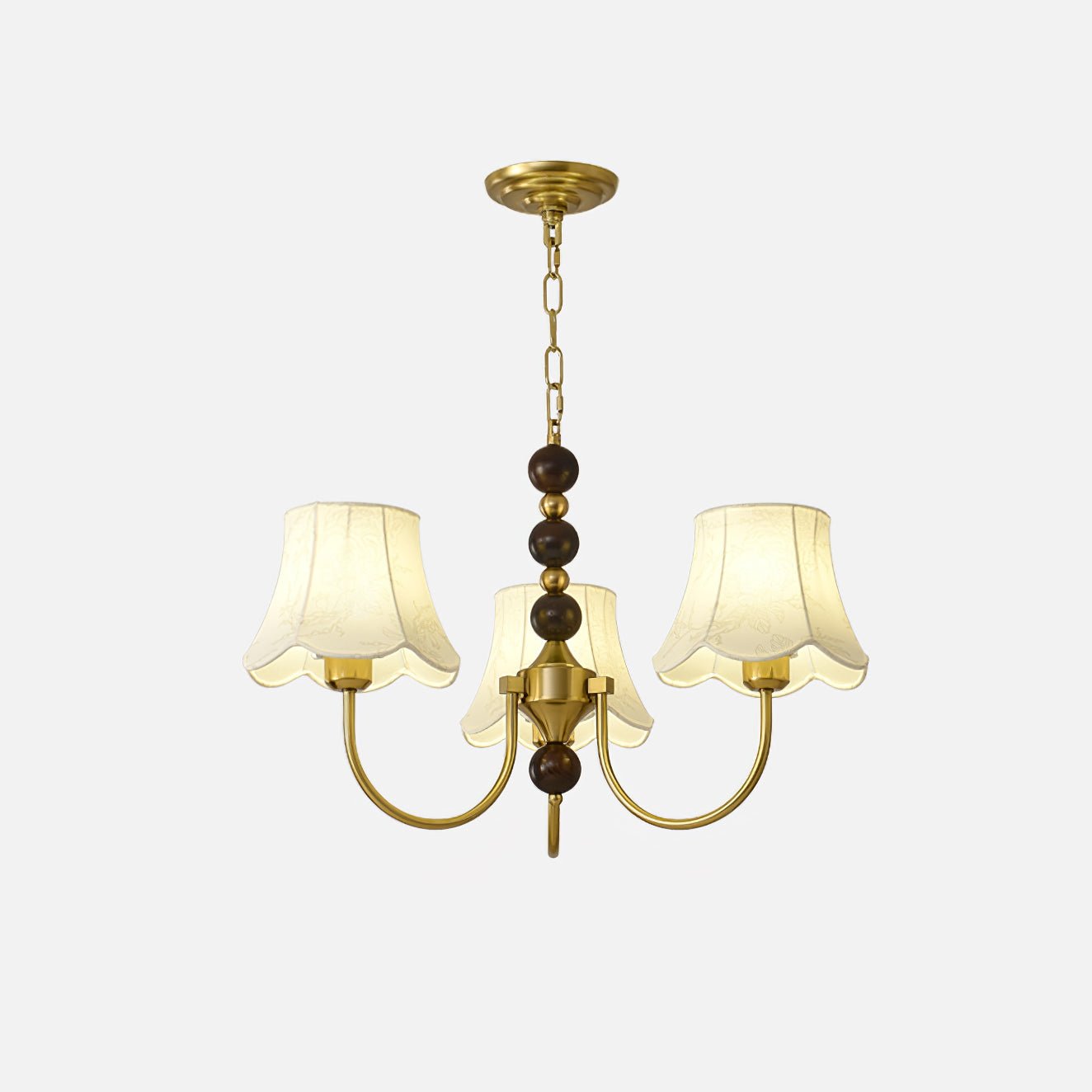 Orchid Fabric Chandelier 3 Heads ? 25.6″ x H 17.7″ / Dia 65cm x H 45cm / Gold & White Chandelier