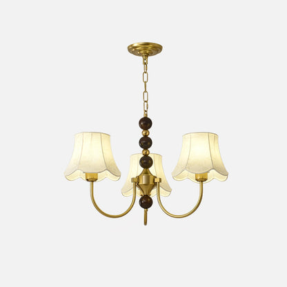 Orchid Fabric Chandelier 3 Heads ? 25.6″ x H 17.7″ / Dia 65cm x H 45cm / Gold & White Chandelier