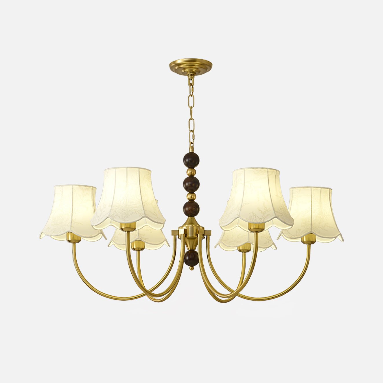 Orchid Fabric Chandelier 6 Heads ? 35.4″ x H 19.7″ / Dia 90cm x H 50cm / Gold & White Chandelier