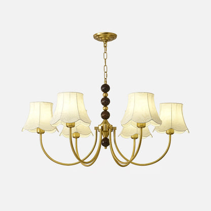 Orchid Fabric Chandelier 6 Heads ? 35.4″ x H 19.7″ / Dia 90cm x H 50cm / Gold & White Chandelier