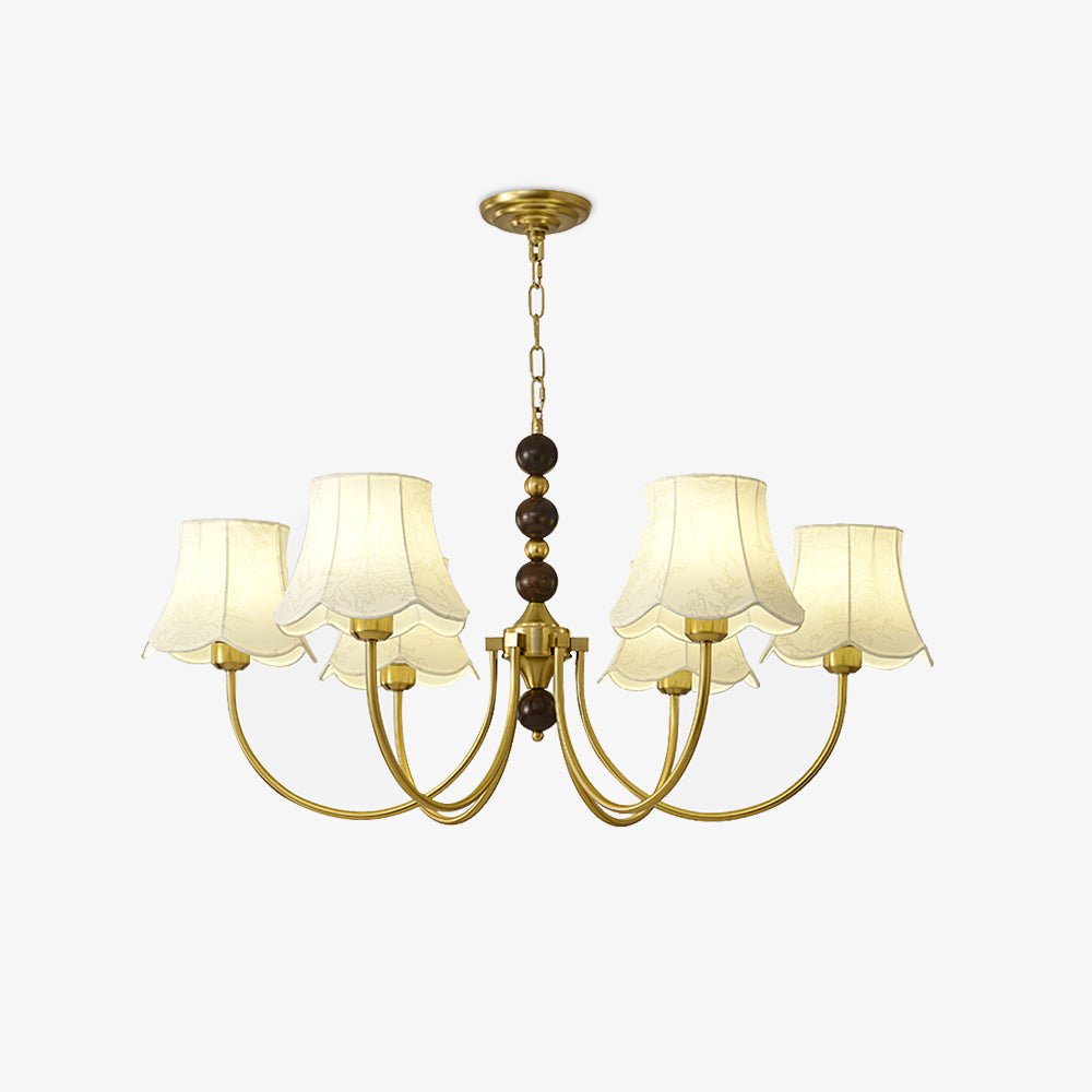 Orchid Fabric Chandelier 8 Heads ? 41.3″ x H 20.5″ / Dia 105cm x H 52cm / Gold & White Chandelier