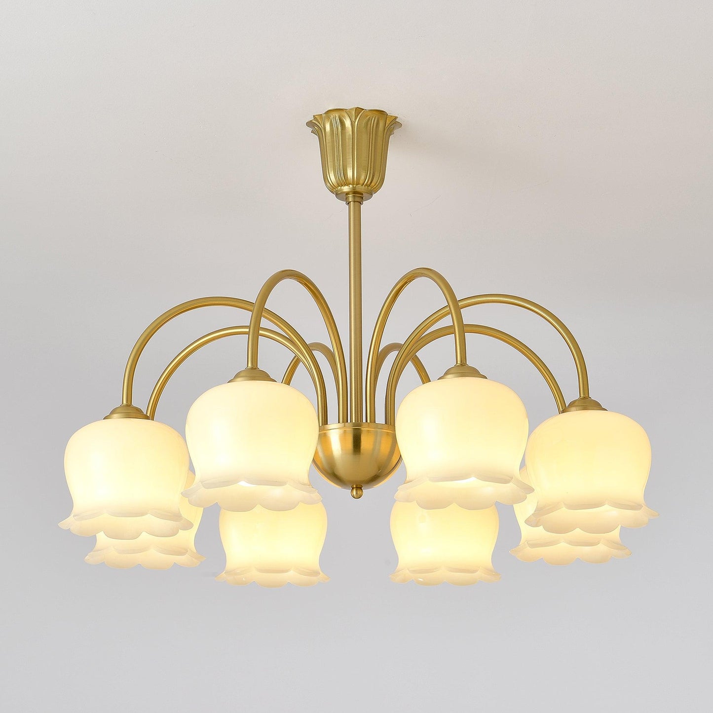 Orchids Brass Chandelier 8 Heads Dia 31.4″ x H 22.8″ / Dia 80cm x H 58cm / Brass & Beige Chandelier