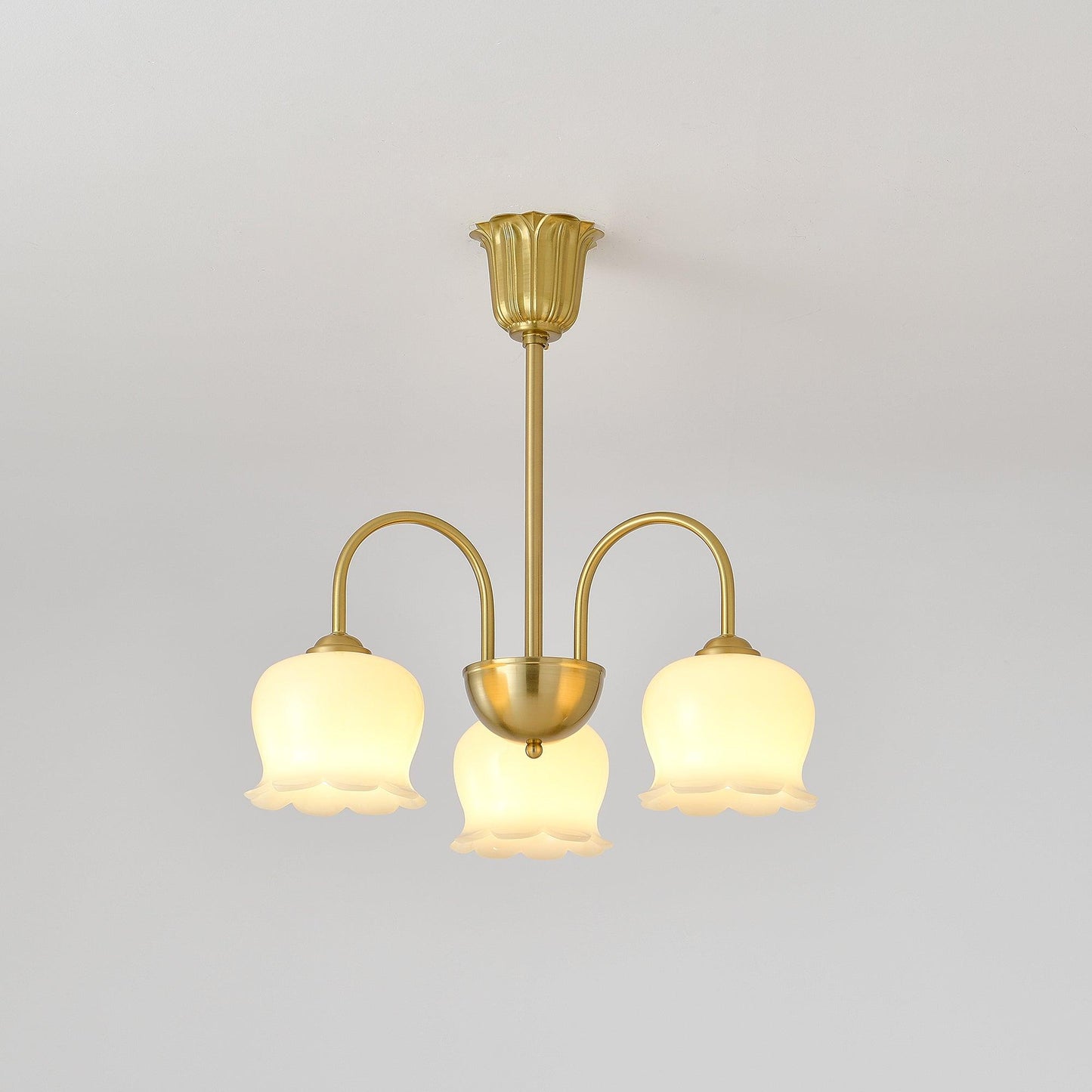 Orchids Brass Chandelier 3 Heads Dia 19.6″ x H 20.4″ / Dia 50cm x H 52cm / Brass & Beige Chandelier