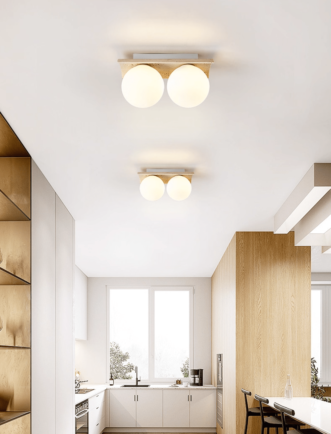 Yellow Travertine Ceiling Light